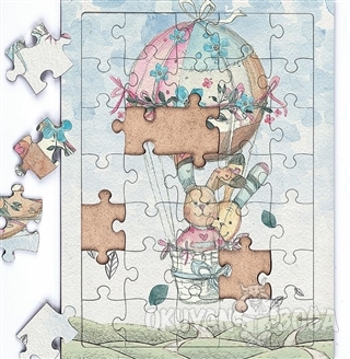 Balonla Seyahat Ahşap Puzzle 35 Parça (XXXV-03) - - King Of Puzzle