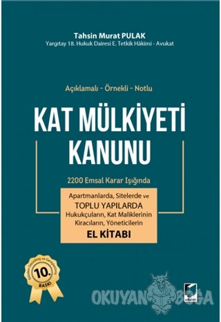 Kat Mülkiyeti Kanunu El Kitabı (Ciltli) - T. Murat Pulak - Adalet Yayı