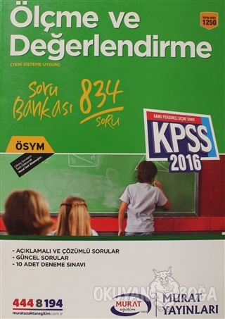 KPSS 2016 Ölçme ve Değerlendirme Soru Bankası - Kolektif - Murat Yayın