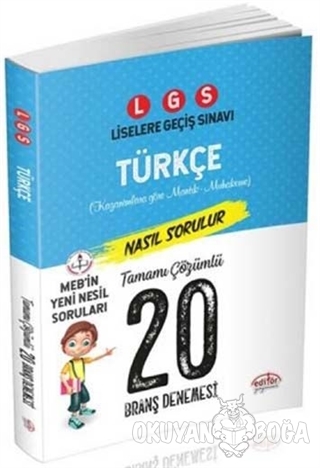 LGS Türkçe Tamamı Çözümlü 20 Branş Denemesi - Kolektif - Editör Yayıne