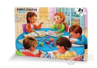 Renkli Çizgiler - (Eğlenceli Puzzle 5) - - Çamlıca Çocuk Yayınları