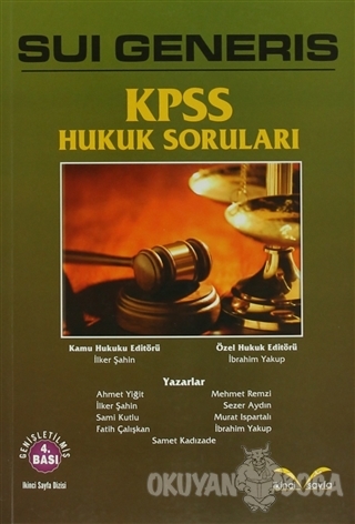 Sui Generis KPSS Hukuk Soruları - Ahmet Ulaş Yiğit - İkinci Sayfa Yayı