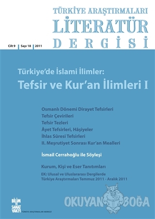 Türkiye Araştırmaları Literatür Dergisi Cilt 9 Sayı: 18 - Kolektif - B