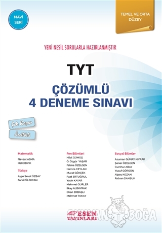 TYT Çözümlü 4 Deneme Sınavı - Mavi Seri - Nevzat Asma - Esen Yayınları