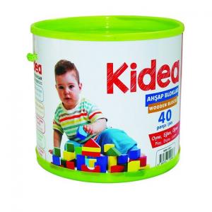 Kidea Ahşap Blok 40 Parça Gri