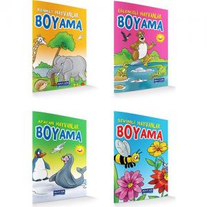 Mavi Göl Hayvanlar Boyama (4 Kitap)