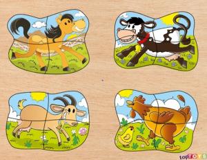 Toptoys 4ü 1 Arada Çiftlik Hayvanları Ahşap Puzzle