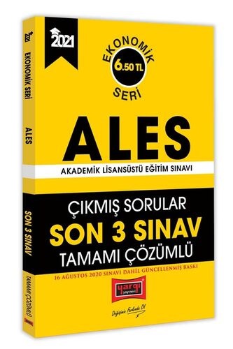 Yargı 2021 ALES Son 3 Sınav Tamamı Çözümlü Çıkmış Sorular Ekonomik Seri