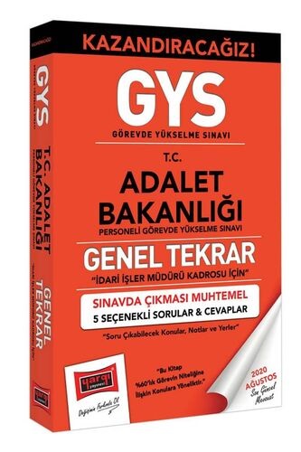 Yargı GYS Adalet Bakanlığı İdari İşler Müdürü Kadrosu İçin Genel Tekrar Kitabı