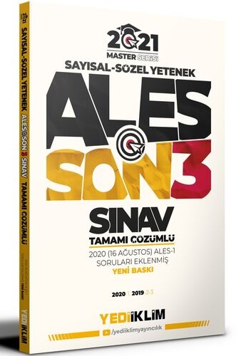 Yediiklim 2021 ALES Master Serisi Son 3 Sınav Tamamı Çözümlü Çıkmış Sorular