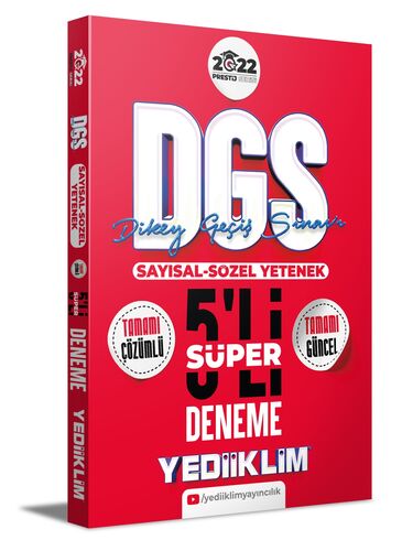 Yediiklim Yayınları 2022 Prestij Serisi Dgs Tamamı Çözümlü Süper 5 Den