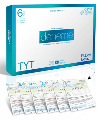 ÜçDörtBeş Yayınları TYT Tüm Dersler 6 lı Paket Deneme
