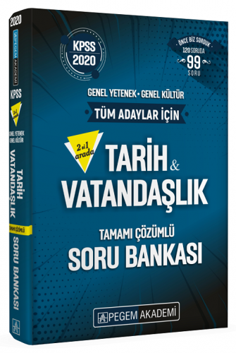 Pegem Yayınları 2020 KPSS Tarih-Vatandaşlık İkisi Bir Arada Soru Bankası Çözümlü