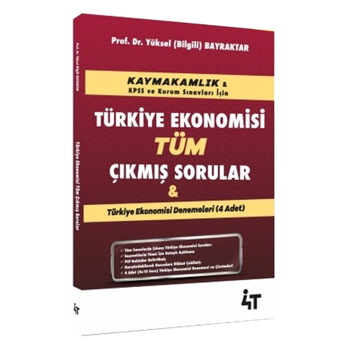 4T Yayınları Kaymakamlık Türkiye Ekonomisi Tüm Çıkmış Sorular
