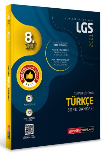 Pegem Yayınları 2021 8. Sınıf LGS Türkçe Tamamı Çözümlü Soru Bankası K