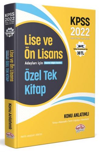 Editör Yayınları 2022 KPSS Lise ve Ön Lisans Adayları İçin Özel Tek Kitap Konu Anlatımlı