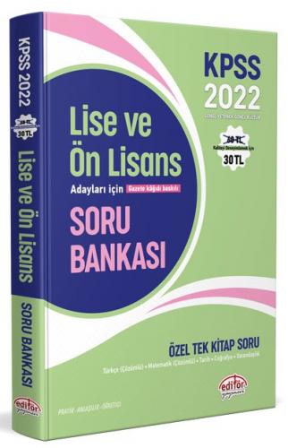 Editör Yayınları 2022 KPSS Lise ve Ön Lisans Adayları İçin Özel Tek Ki