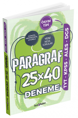 Tercih Akademi Yayınları ÖSYM Tipi Paragraf 25x40 Deneme Sınavı