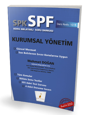 Pelikan Yayınları SPK - SPF Kurumsal Yönetim Konu Anlatımlı Soru Banka