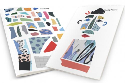 Collage With Cut Pieces of Paper Weekly Planner & Notebook