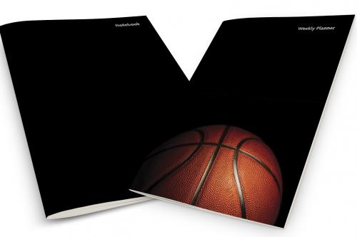 Basketball Ball on Black Background Weekly Planner & Notebook
