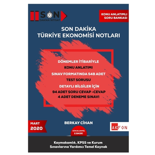 Akfon Yayınları 2021 Kaymakamlık KPSS Son Dakika Türkiye Ekonomisi Notları