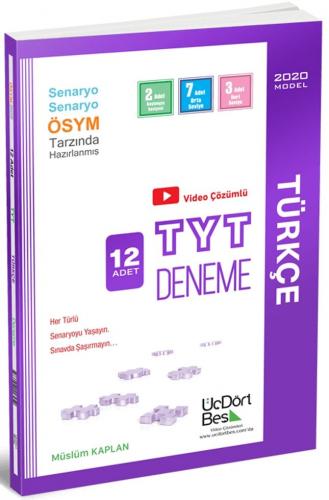 ÜçDörtBeş Yayınları TYT Türkçe Video Çözümlü 12 Deneme