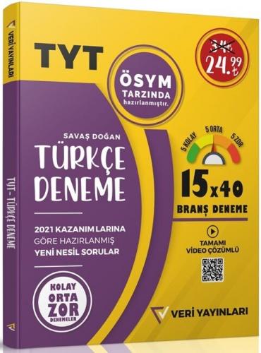 Veri Yayınları TYT Türkçe 15x40 Branş Deneme Savaş Doğan