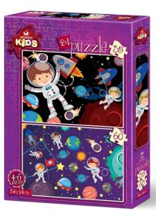 Art Çocuk Puzzle Uzay 2'li 35+60 Parça Puzzle