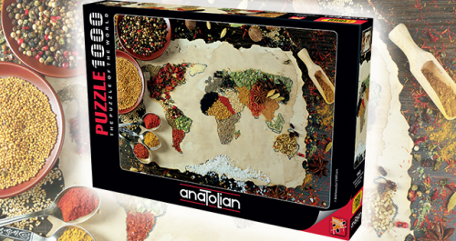 Anatolian 1000 Parça Puzzle Baharatlı Dünya Haritası