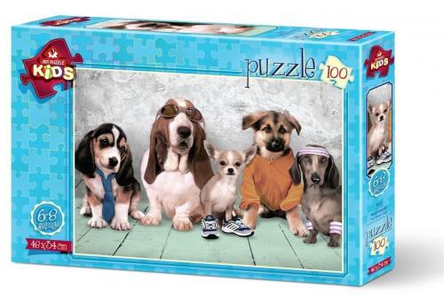 Art Çocuk Puzzle Model Köpekler 100 Parça Puzzle