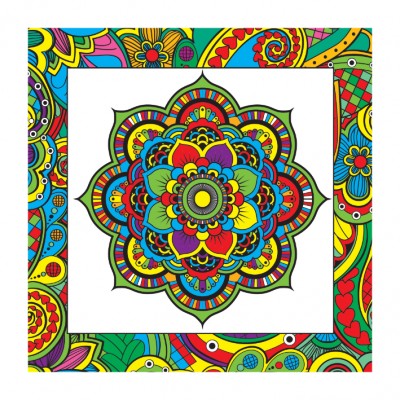 Kumtoys Tuval Mandala Simetrik Çiçek Desenli 30x30